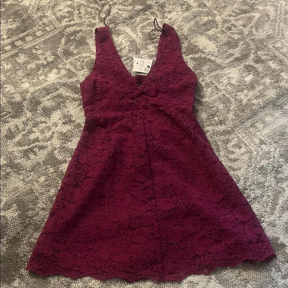 Zara Burgundy Lace Midi Dress